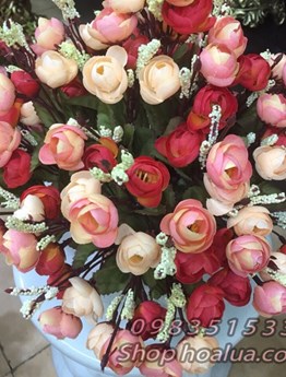 Hoa lụa cao cấp - Bình hồng tỉ muội